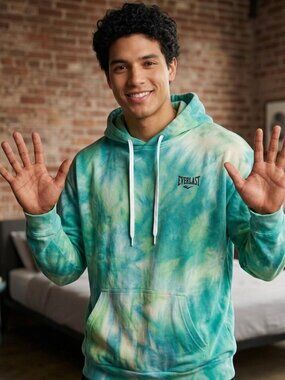 Everlast  Cotton Sweatshirt Purple Size Extra Large XL Tie Dye Green Hoodie